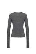 Maglia Base Trasparente Basic in Maglia di Cotone e Cashmere