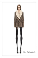 Ruth Herringbone Belted Low Waist Coat in 100% Wool