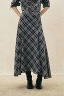 Fern Plaid Panelled Skirt in Cotton Blend
