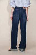 Brenda Folded Hem Wide Leg Jeans in Selvedge Denim