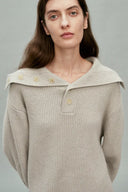 Perina Oversized Turtleneck Sweater in Wool-Cotton Blend Knit