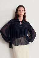 Iris Lacework Blouse in Crepe Georgette