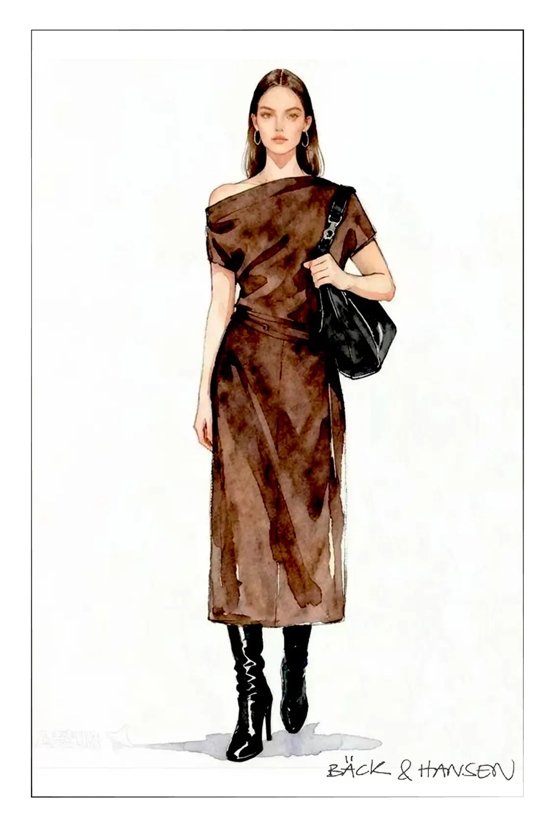 Hazel Asymmetric One Shoulder Dress in Cotton Blend XL