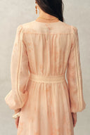 Anne Handpainted Floral Lace Dress in Silk Linen Organza