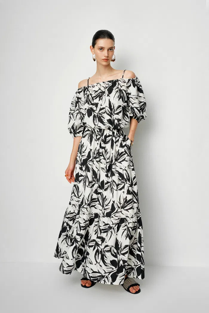 Samira Adjustable Strap Top and Maxi Skirt Matching Set in Linen