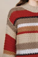 Christmas Uneven Stripes Sweater in Merino Wool Knit