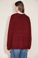 Cardigan Erica à col en V avec poney perlé en maille mélange laine mohair