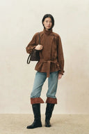 zBert Belted Cropped Trench in Vegan Suede
