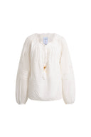 Top de manga larga con mangas abullonadas Amaya en encaje