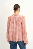 Xyla Semi Sheer Blouse in Silk Crepe with Paisley