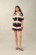 Laurel & Mina Crochet Cardigan and Shorts Set in Cotton-Linen Knit