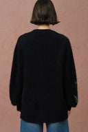 Cardigan brodé floral 3D Papaver en mélange alpaga tricoté