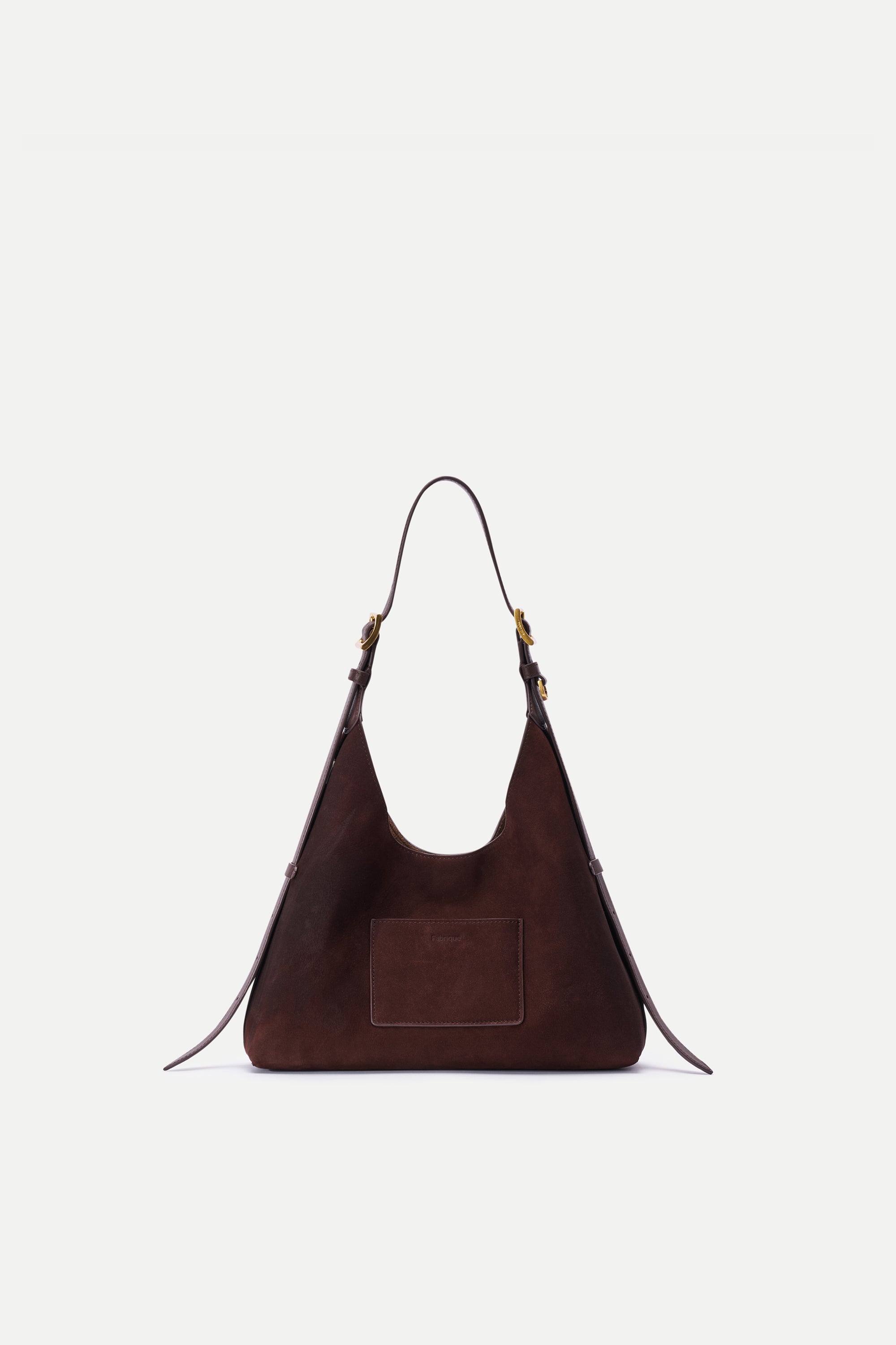 Duomo Double Buckle Small Hobo Bag in Top-Grain Nubuck Leather