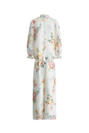 Blusa Ariel Flora e completo pantaloni in misto seta-lino