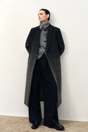 Audrey Gradient Herringbone Straight Long Coat in Merino Wool