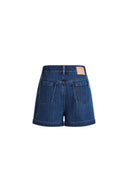 Salome Vertical Stripe Shorts in Herringbone Denim