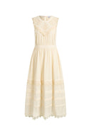 Luna Eyelet Lace Embroidered Sleeveless Dress in Cotton Jacquard