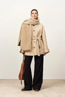 Carla Reversible Detachable Scarf Coat in Merino Wool