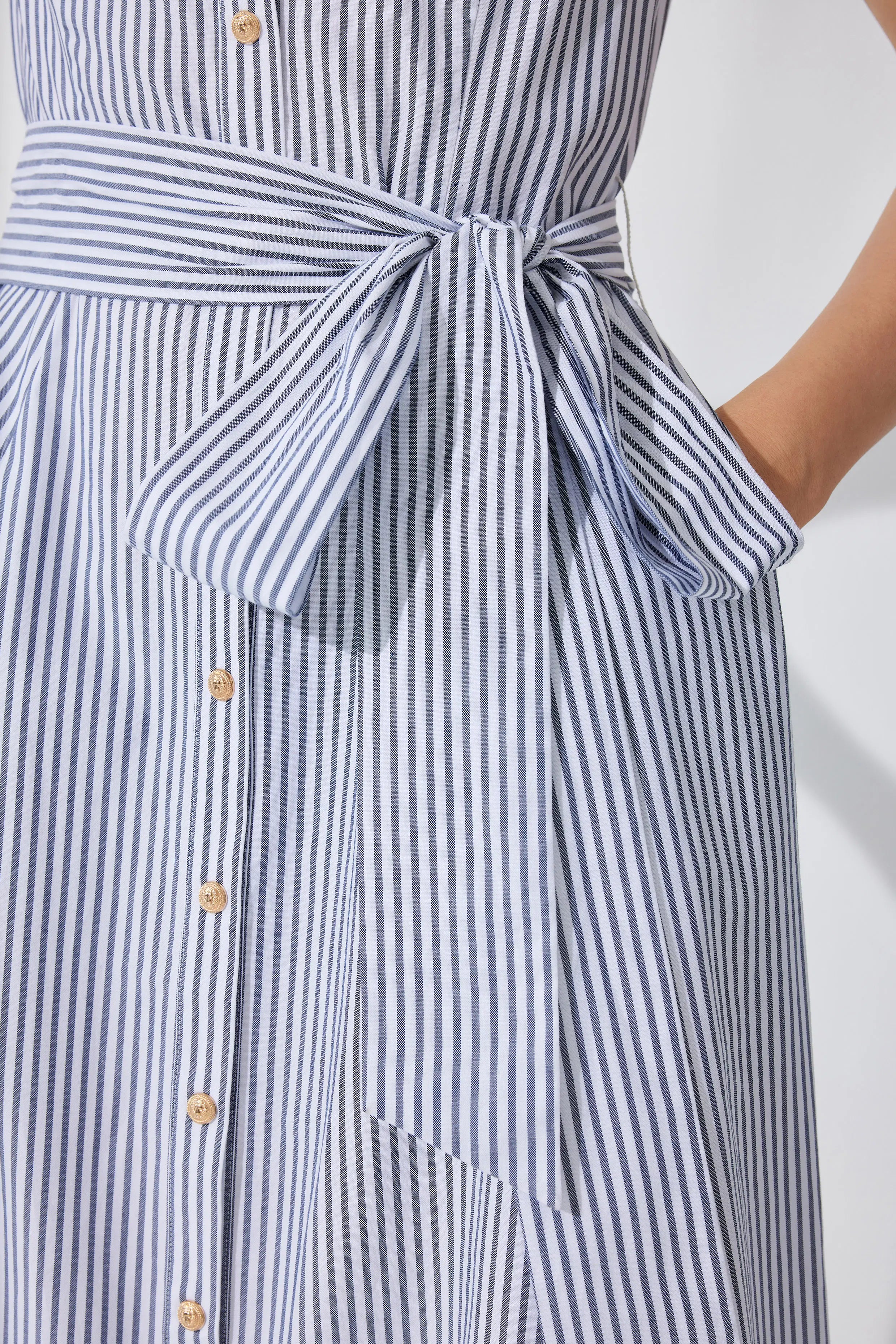 Claudia Off Shoulder Striped Dress in Cotton L