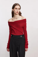 Venus Wandelbares Off-Shoulder Langarmtop