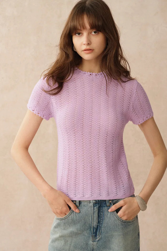Lowell Open Knit Short Sleeve Top
