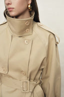 Sienna Convertible Belted Cropped Trench Coat In Lightweight Cotton