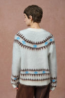 Elva Christmas Pony Knit Cardigan in Merino Mohair Multi-Yarn Knit