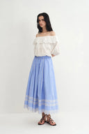 Imperia Embroidered Skirt in Premium Cotton Poplin