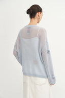 Sally Hand Crochet 3D Floral Camellia Sweater in Mohair Blend