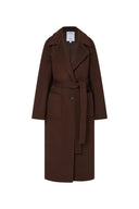 Abrigo Largo Maxi Lapel Rond en Mezcla de Lana Merino y Cachemira