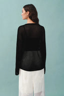 Tracy Semi Sheer Buttoned Blouse in Tencel Silk Knit