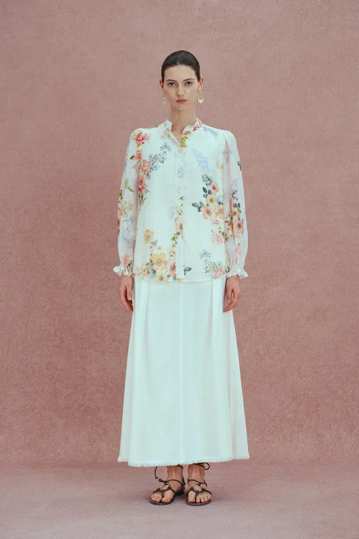 Ariel Flora Blouse in Silk-Linen Blend