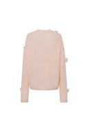 Pull rose Sally tricoté main en angora mohair