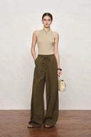 Pantalon large Perla à cordon et perlé en chanvre