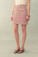 Lorena gestreifte, oversized Strickjacke und Rock Set aus Baumwollmischung mit Effektgarn