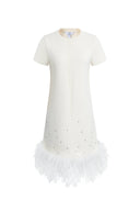 Vestito Catherine staccabile con decorazioni di piume in misto cotone