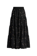 Emily Hand Beaded Sequin Embroidered Maxi Skirt in Beaded Wool Blend