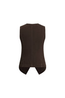 Elodie Fitted Round Neck Sleeveless Vest Top in Thin Denim