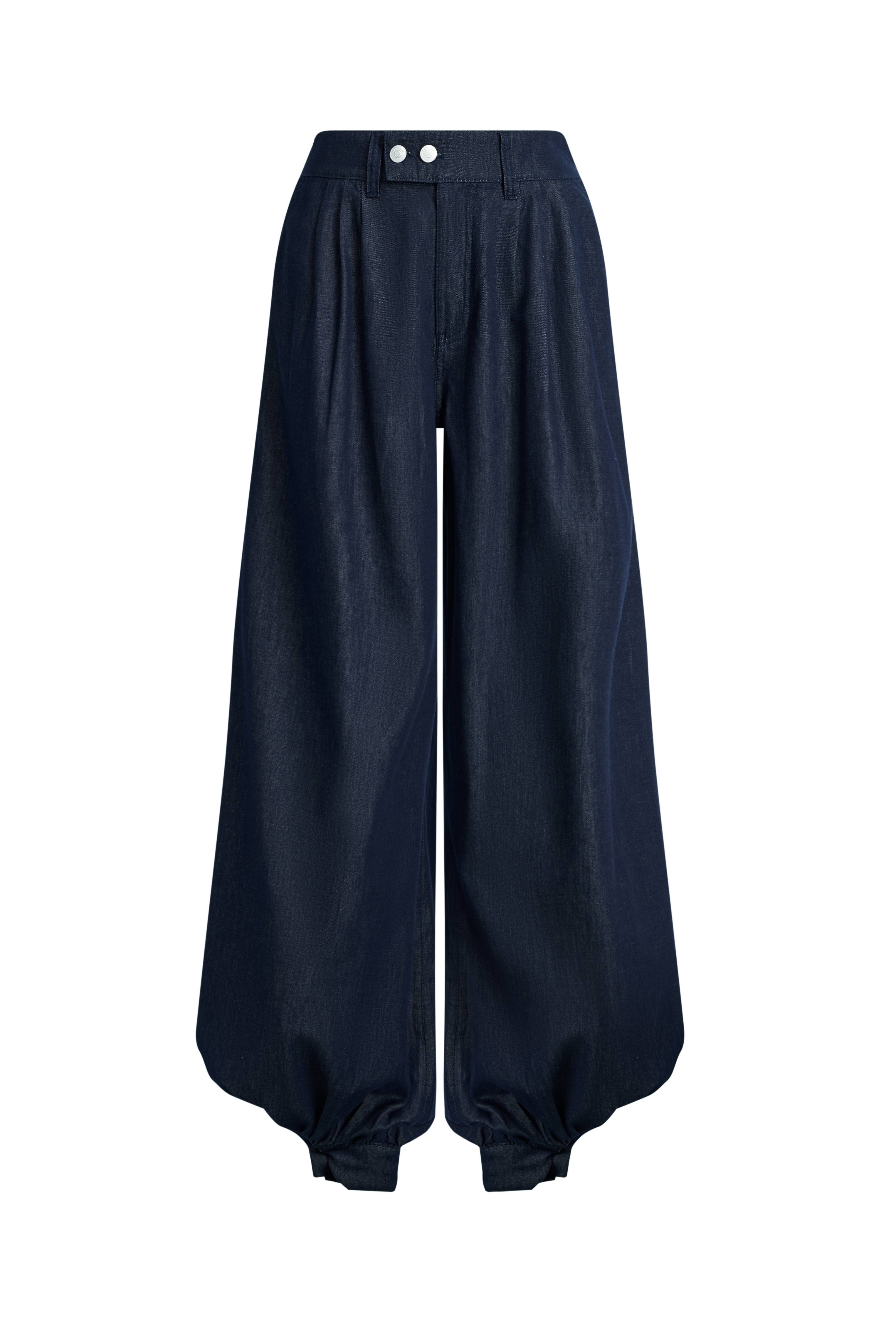 Bonnie Handwork Pleats Balloon Jeans in Acetate Tencel Denim