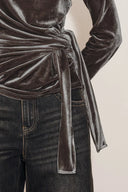 Top con nudo Selene en terciopelo elástico