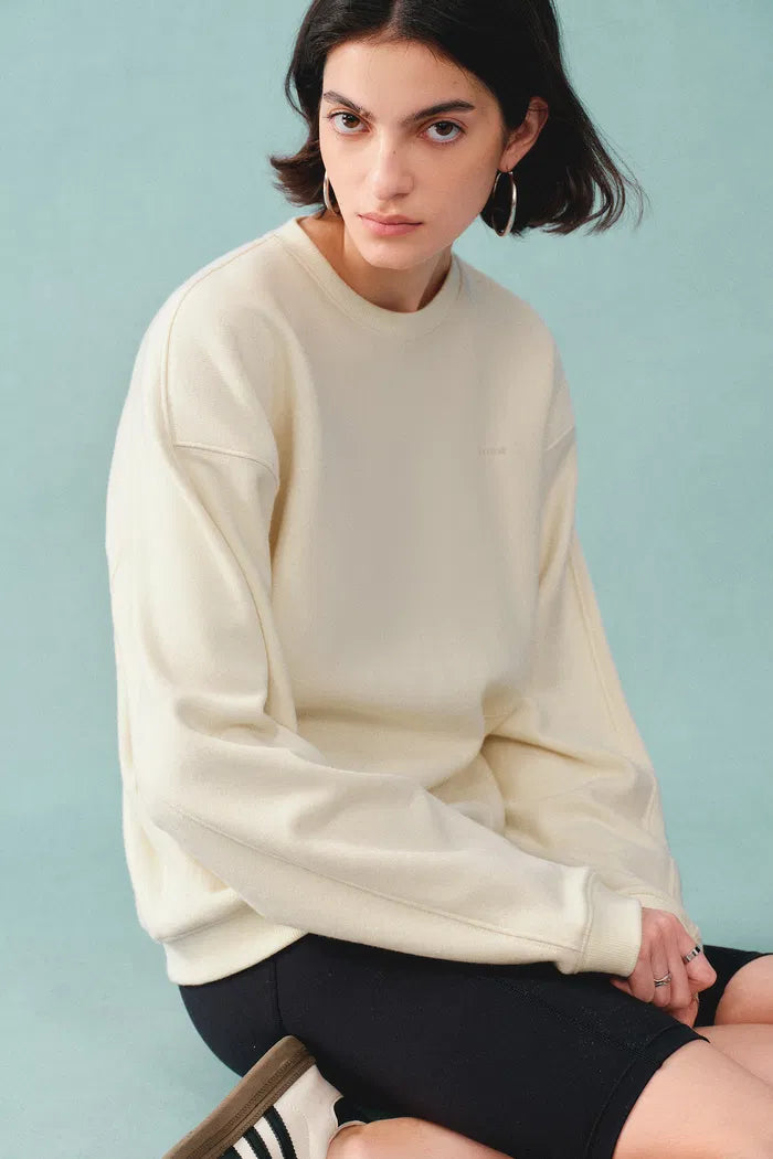 Lotus Beige Crewneck Sweatshirt in Cotton