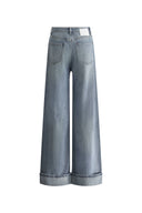Emerie Straight Wide Leg Jeans in Cotton Denim