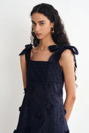 Elise 3D Flora Applique Dress in Eyelet Embroidered Cotton