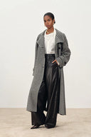 Saki Reversible Long Coat in Merino Houndstooth