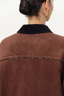 Robin Corduroy Collar Jacket in Faux Suede