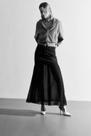 Riddle Denim and Semi Transparent Skirt Set in Thin Denim