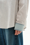 Camisa Daisy a rayas con cuello de denim en seersucker de algodón