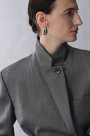 Kano Single Button Tie Waist Blazer and Pants Matching Set in Fine Wool Blend