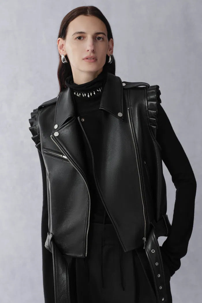 Diane Biker Vest Jacket in Sheepskin Leather