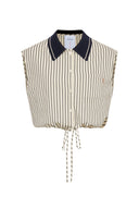 Nino Contrast Collar Sleeveless Shirt Top in Cotton Poplin